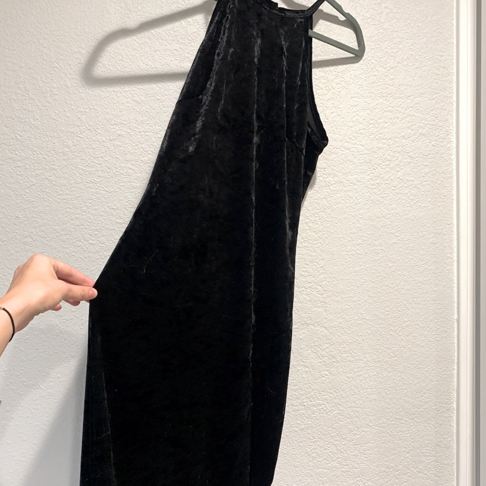 Lovely Day Black Velvet Dress Small High Neck